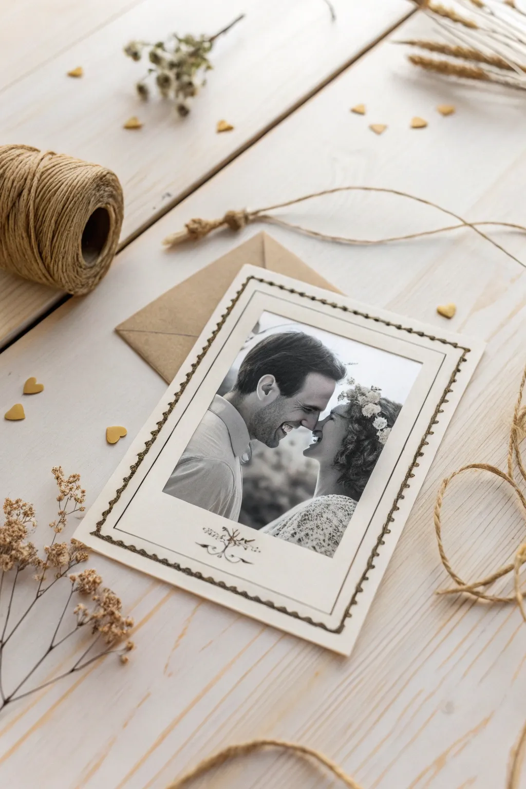 Capture memories with a personal touch: a minimalist love card featuring your favorite photo.