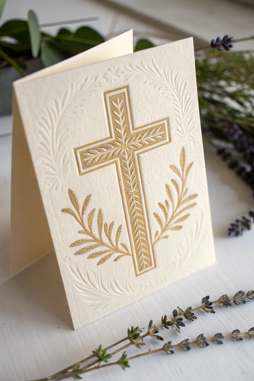 Elevate your Easter greetings with the tactile elegance of an embossed cross. #HandmadeEasterCards #ScandinavianMinimalism #BohoChic
