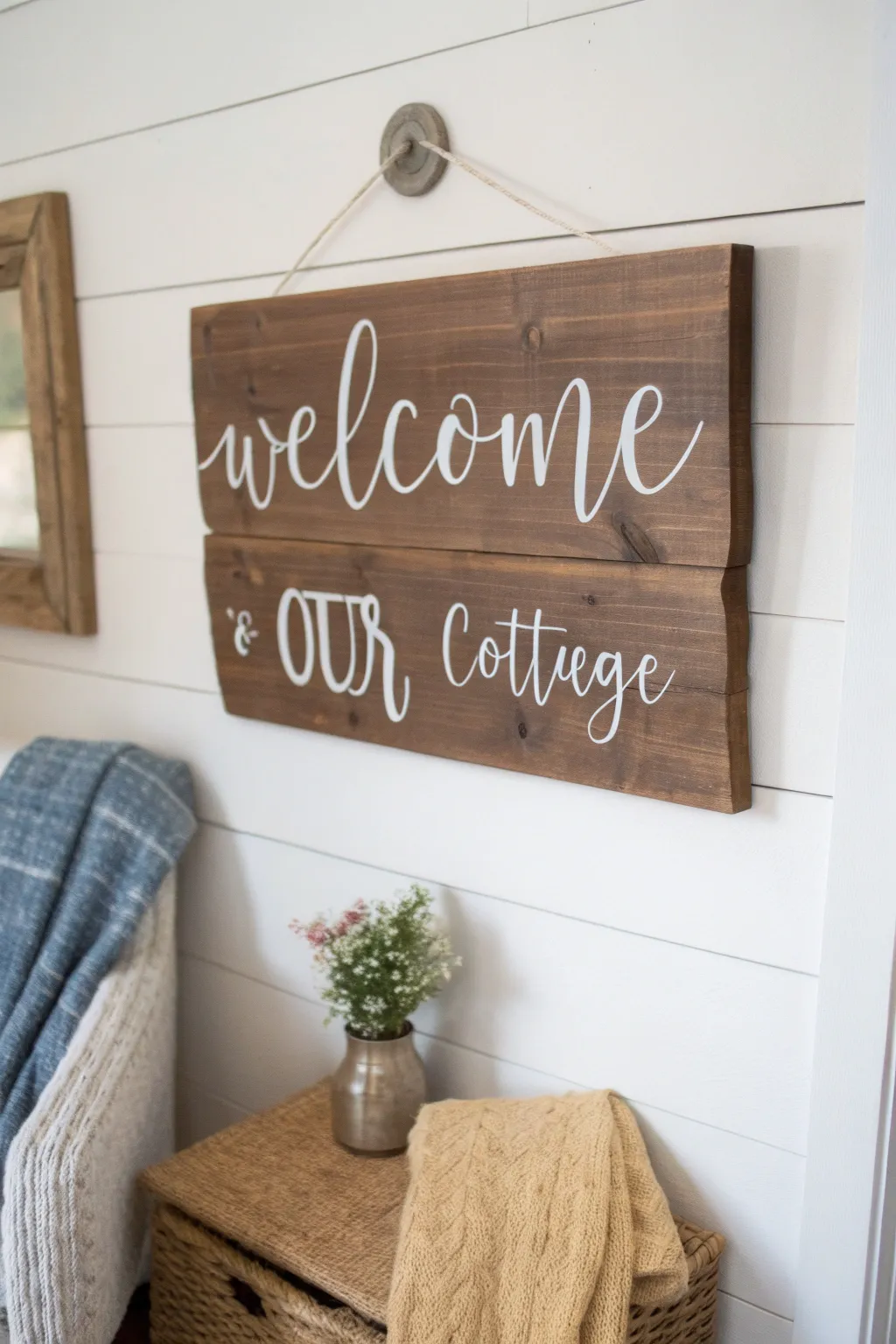 Infuse your space with cozy charm through a rustic cottage sign. #HandcraftedWarmth