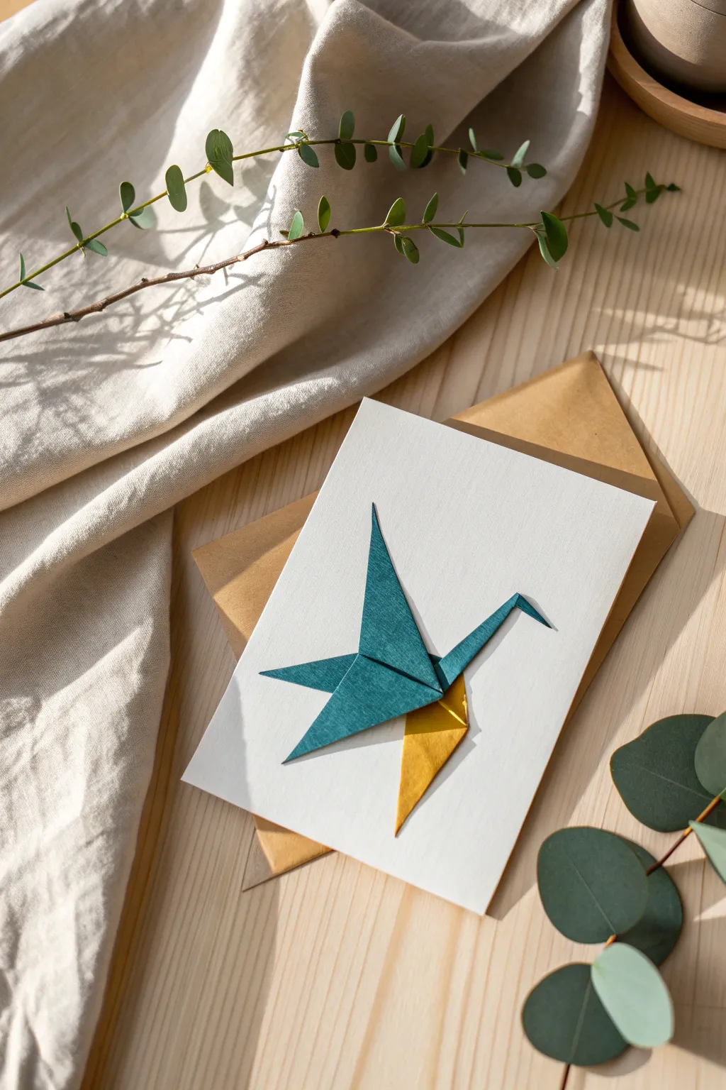 Celebrate Teachers with Eco-Friendly Elegance: Handmade Origami Crane Card.