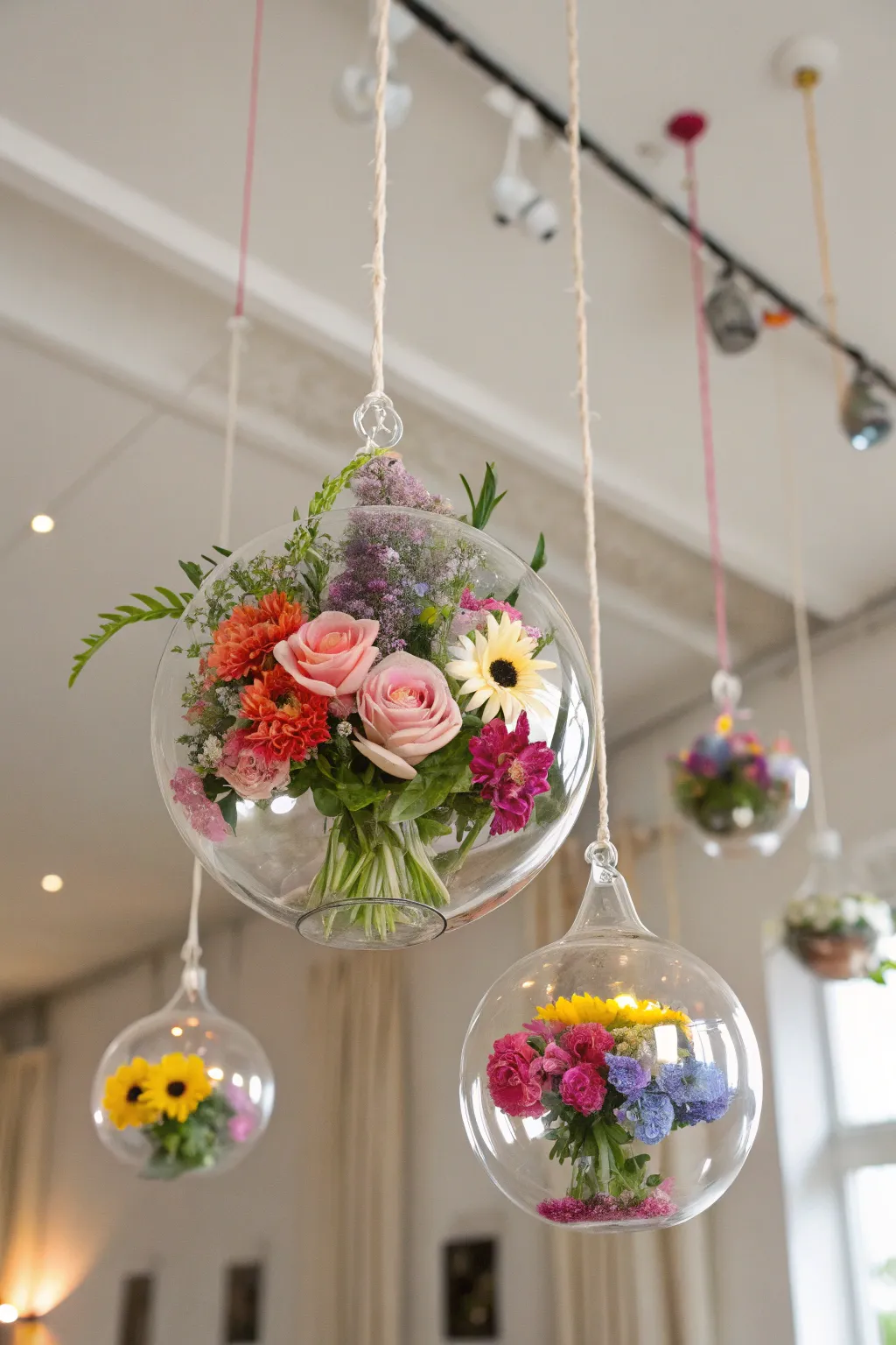 Brighten up spaces with floral globes.
