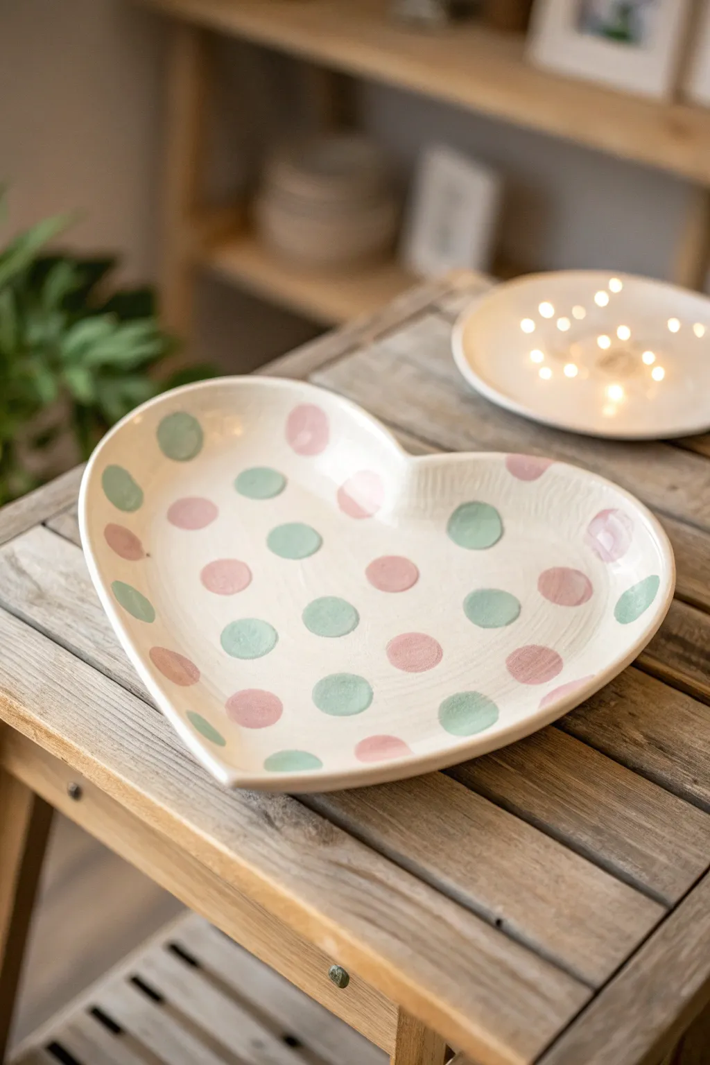 Add a playful touch to your decor with this charming polka dot heart plate—perfect for bringing a cheerful vibe to any space.