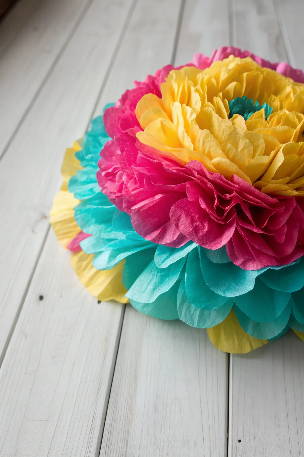 Infuse your space with vibrant elegance through handcrafted tissue paper blooms.