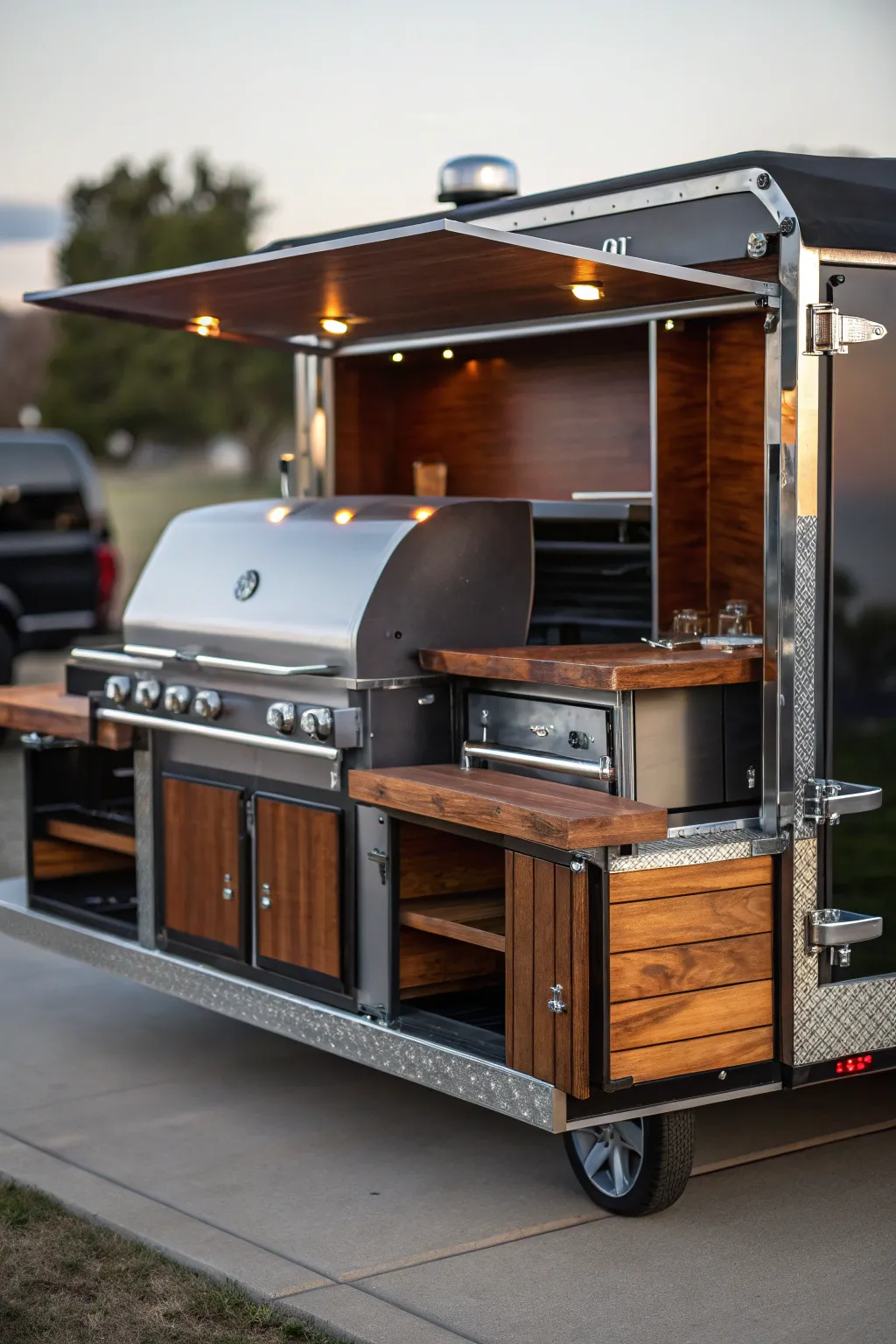 Unleash the power of versatility with this Swiss Army knife BBQ trailer, where craftsmanship meets functionality.