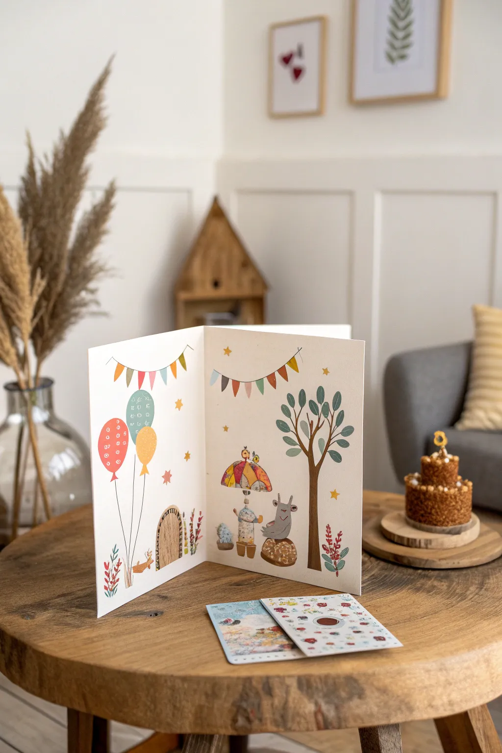 Spark your toddler's imagination with a sticker story! A simple, beautiful birthday card full of whimsical tales.