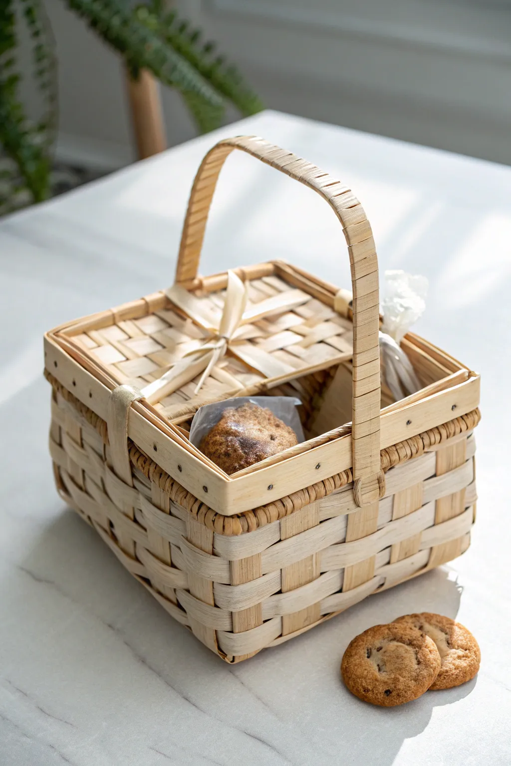 Delight in the charm of handcrafted simplicity with this miniature picnic basket, perfect for a sweet May Day surprise.