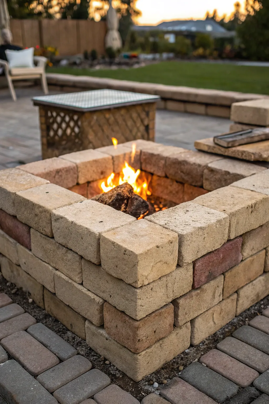 Ignite your passion for sustainability with this eco-friendly square brick fire pit, crafted with care and style.
