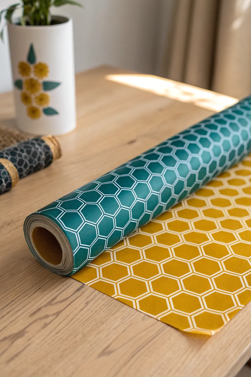 Elevate your gift-giving with handcrafted honeycomb stamped wrap, blending simplicity and boldness.