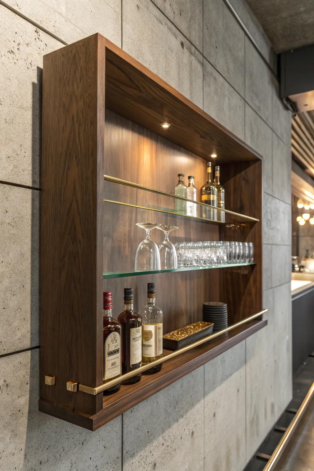 Elevate your space with a sleek floating wall bar—where modern design meets exquisite craftsmanship.