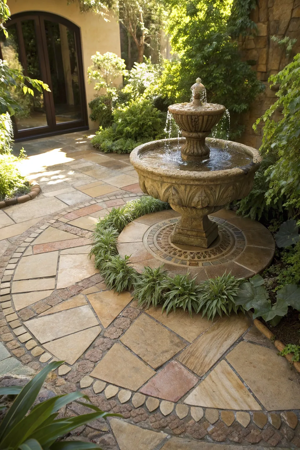 Transform your patio into a serene retreat with a handcrafted stone fountain, where the soothing sound of water meets exquisite craftsmanship.