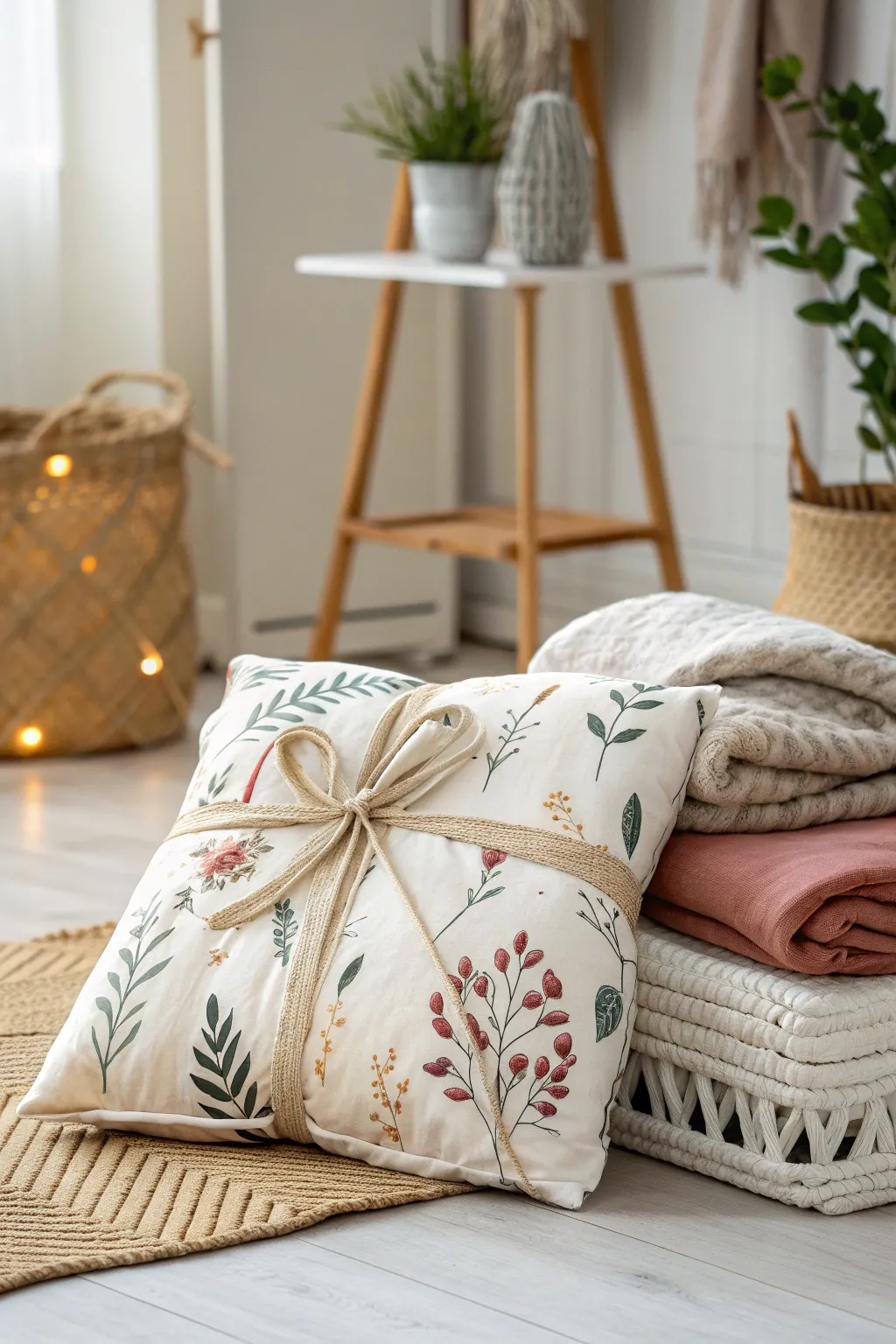 Master the art of folding: Transform your blanket into a chic pillow with the elegant envelope fold.
