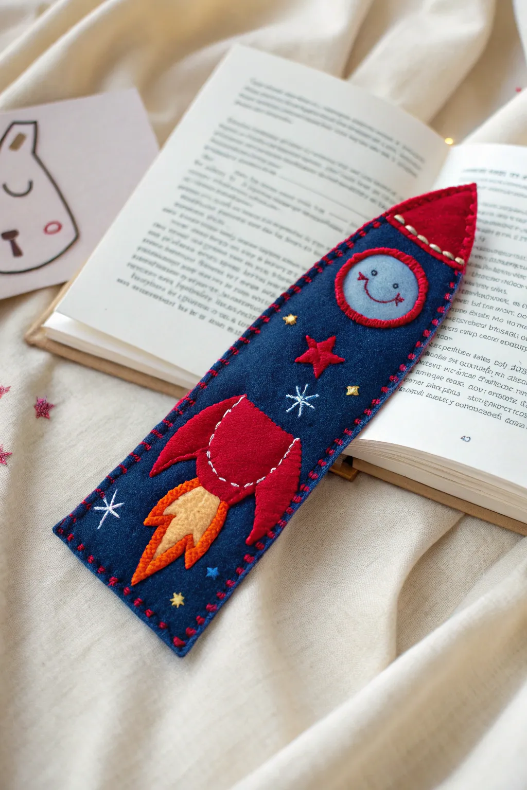 Launch into a world of imagination with this playful rocket ship bookmark, crafted for little dreamers.