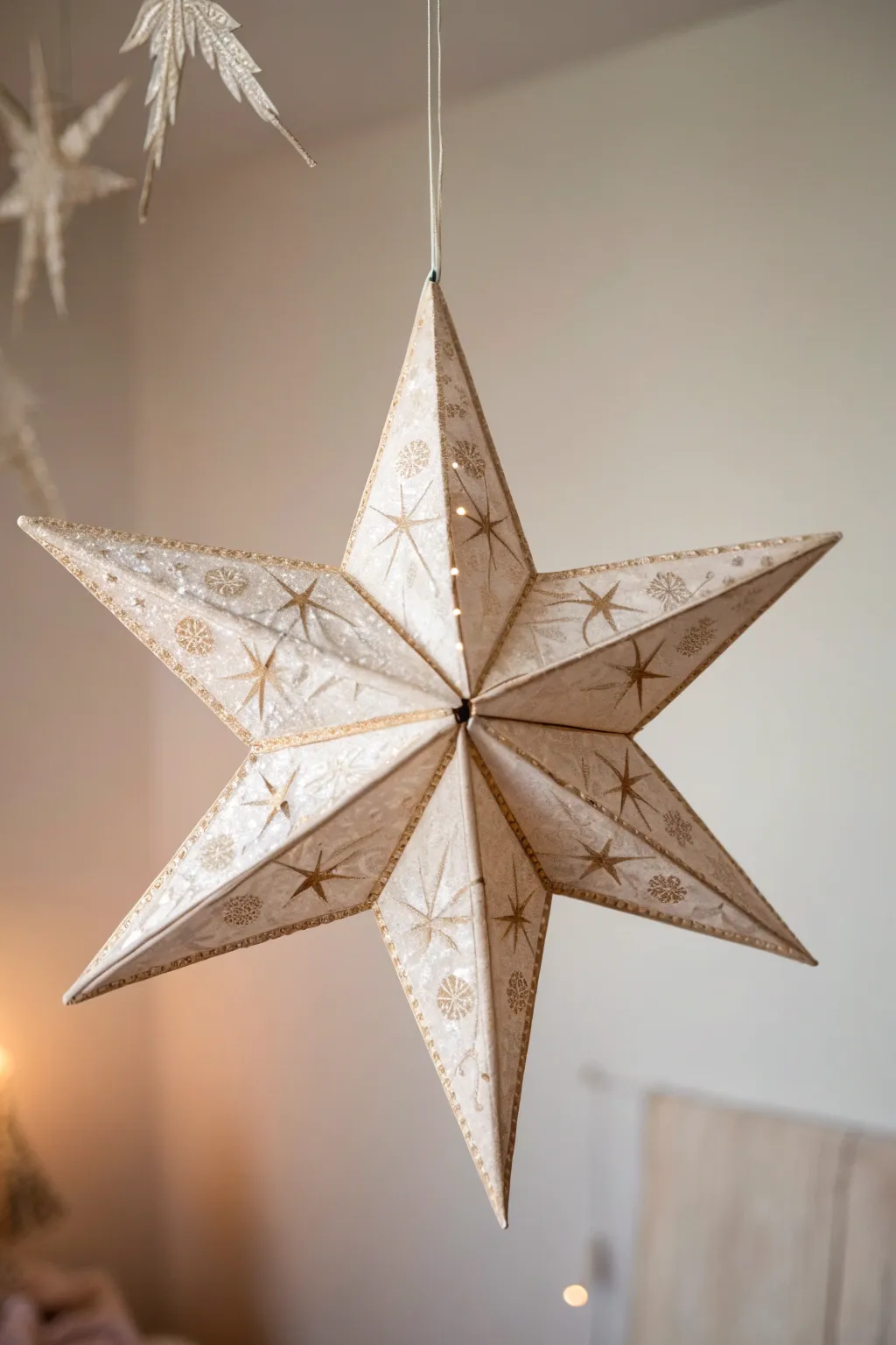 Elevate your space with the delicate charm of textured paper stars. A perfect blend of simplicity and striking beauty.