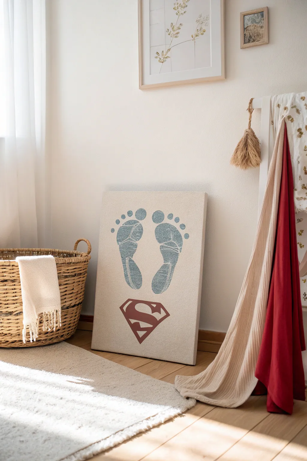 Tiny Steps, Big Adventures: Turn your baby's footprints into a superhero emblem!