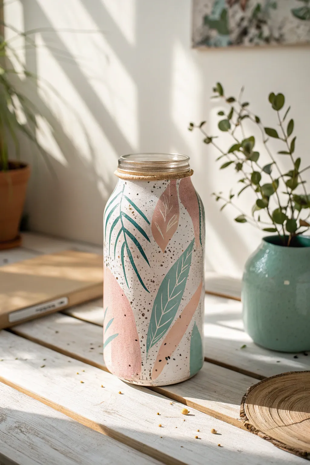 Unleash your creativity with abstract jar painting – a perfect blend of simplicity and artistic flair.
