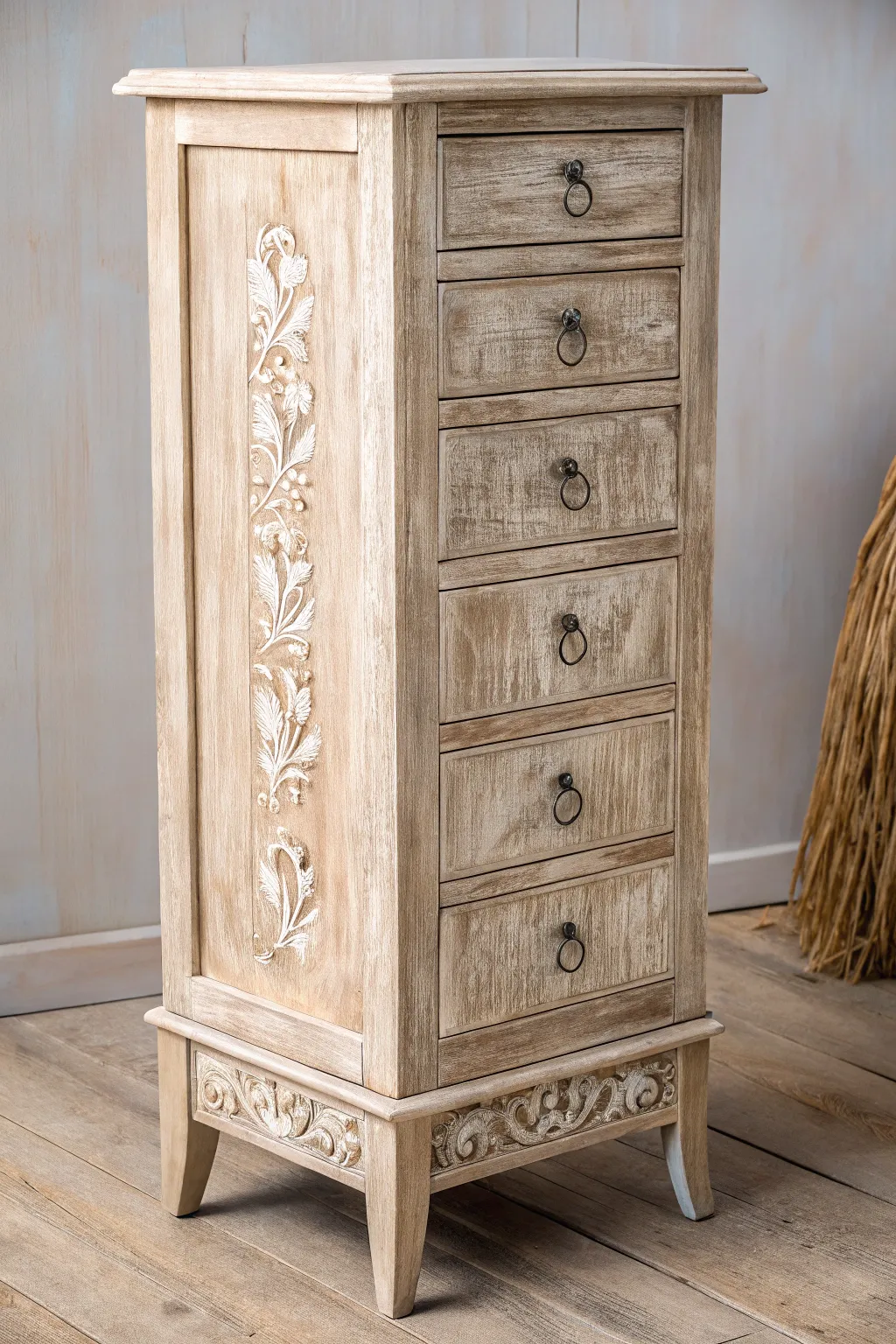 Transform your space with a rustic jewelry armoire—where vintage charm meets minimalist elegance.
