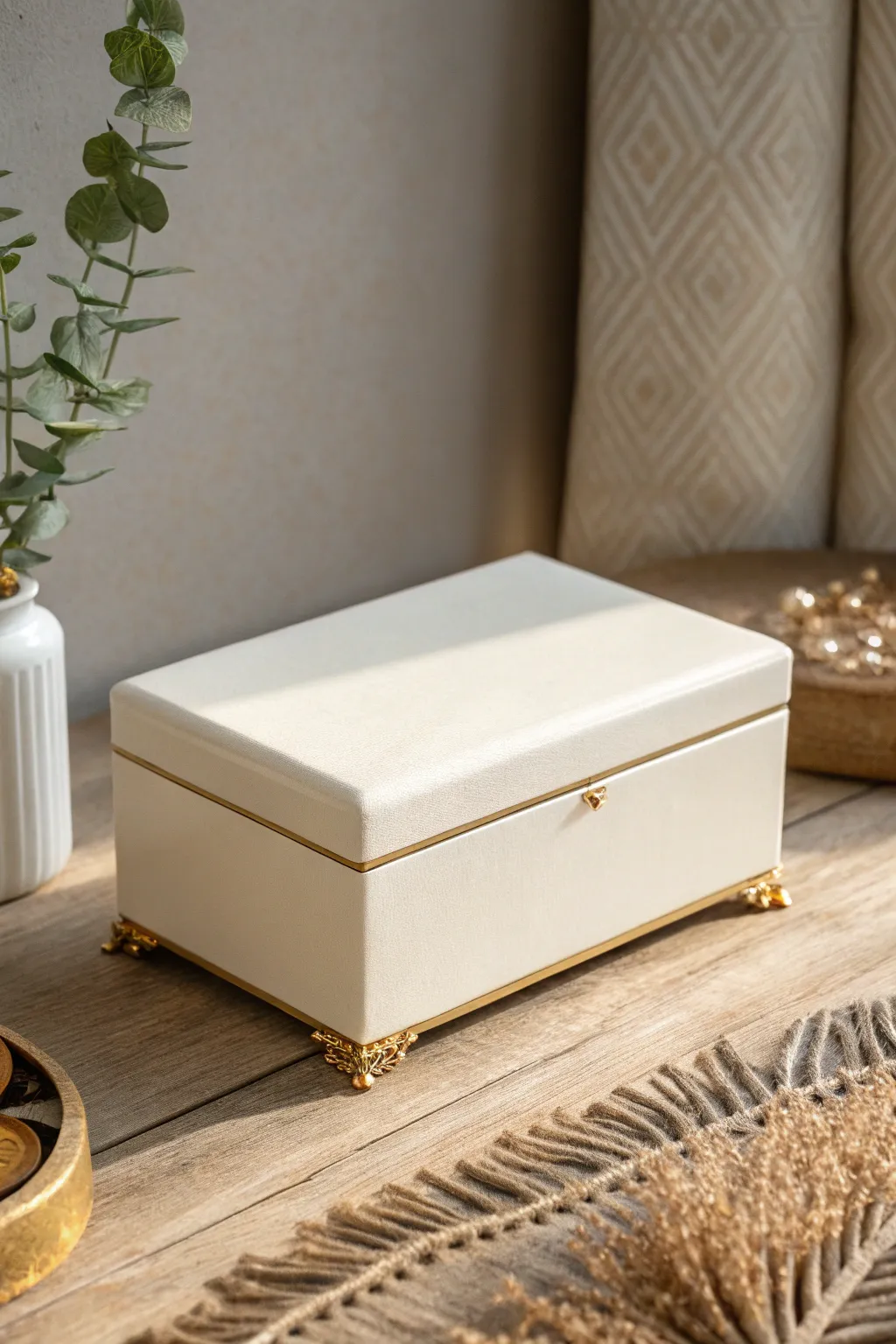 Transform your jewelry box with elegant gold gilding for a touch of minimalist glamour.