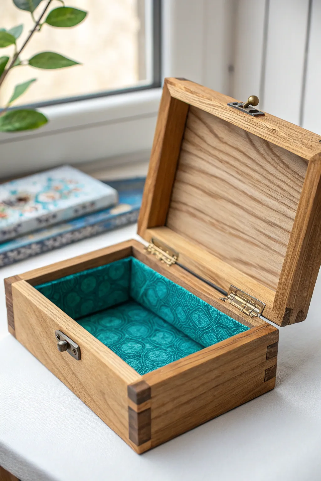 Open up to joy: discover the vibrant teal surprise inside this minimalist treasure.