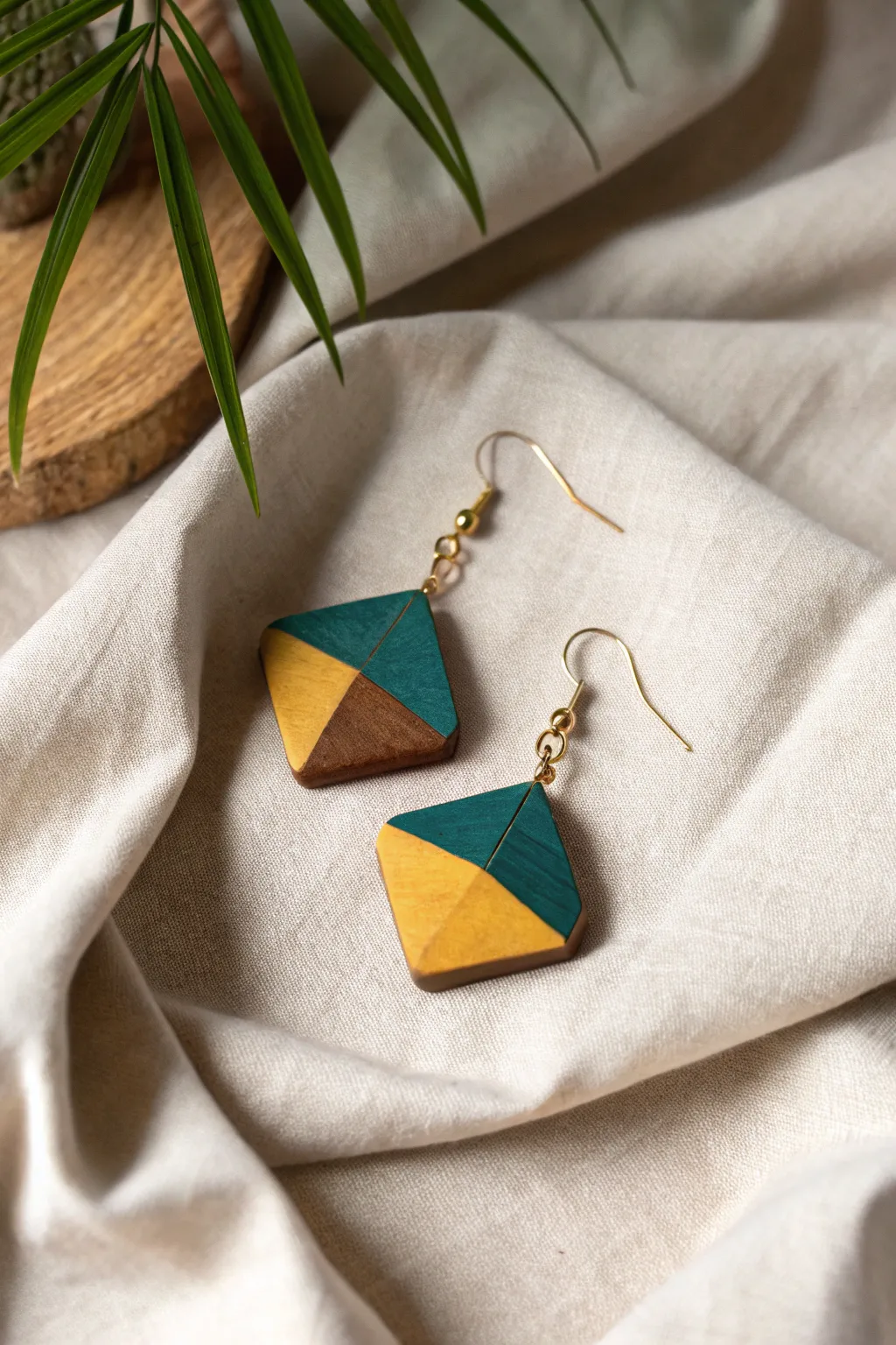 Embrace minimalist elegance with these handcrafted geometric wooden earrings, perfect for any season.