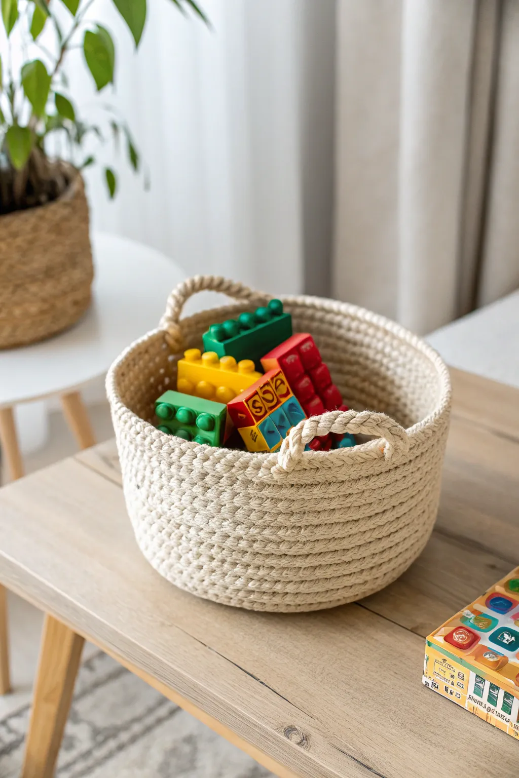 Unleash joy with a surprise LEGO set in a chic, minimalist basket!