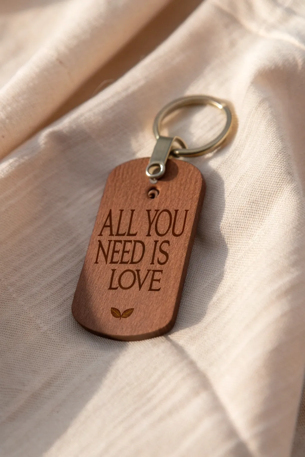 Carry a piece of inspiration with you: 'All You Need Is Love' engraved on a beautifully crafted keychain, perfect for adding a touch of elegance and positivity to your day.
