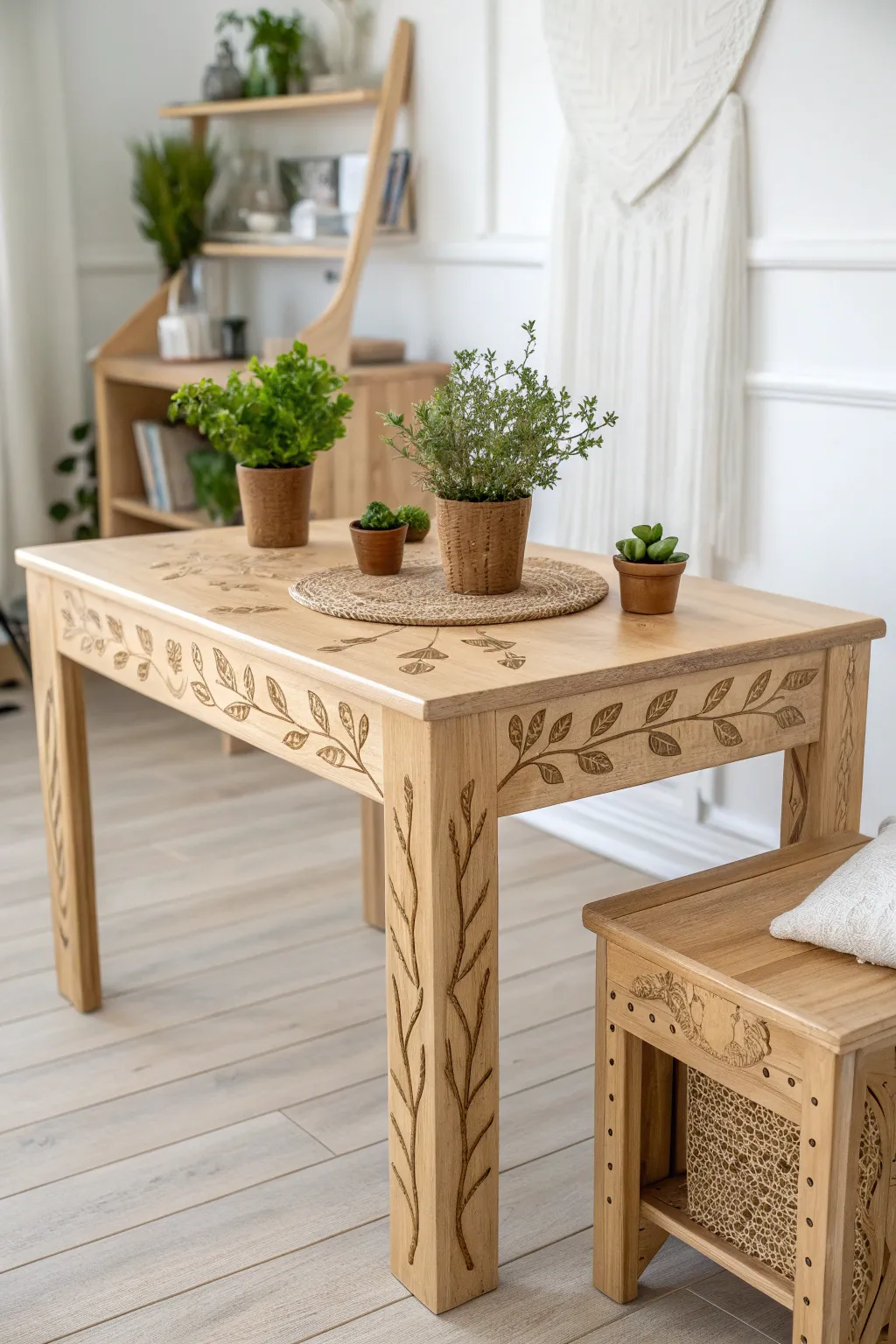 Inspire your little one's creativity with a nature-themed craft table that blends Scandinavian simplicity and boho charm.