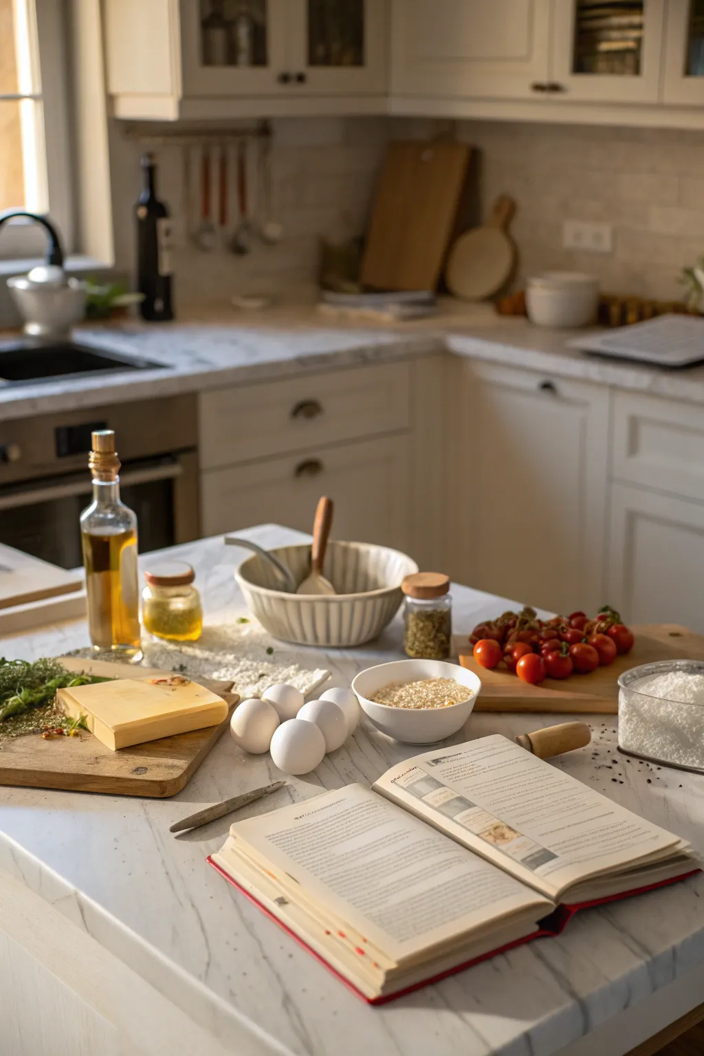 A desk area that blends perfectly with the kitchen's aesthetic.