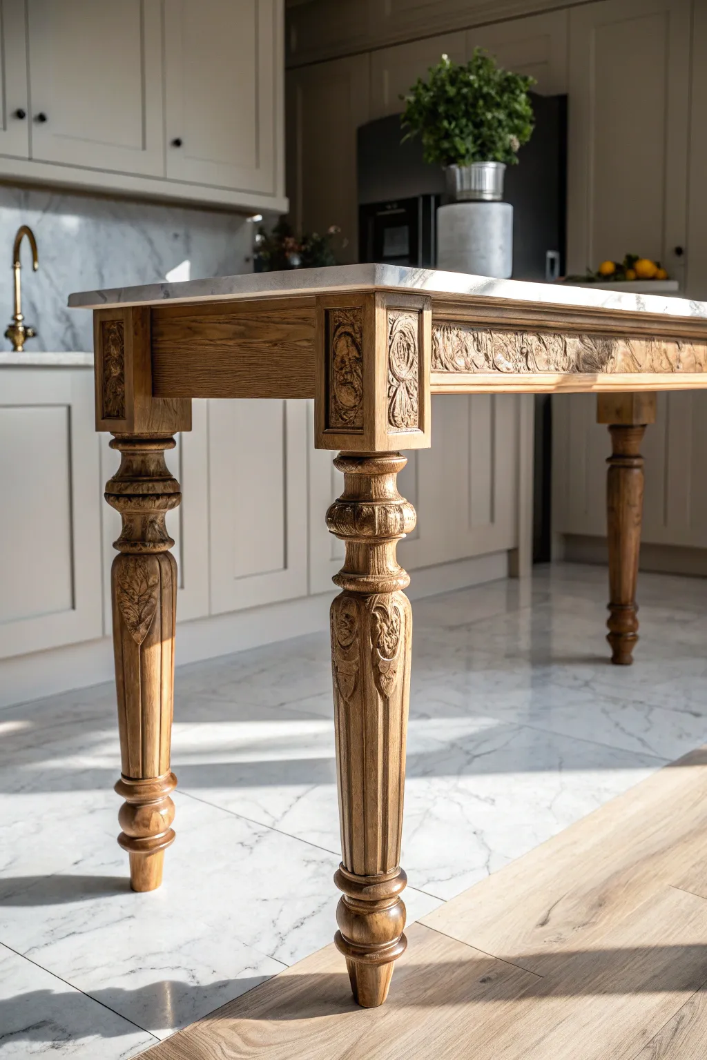 Discover the perfect blend of function and elegance with this stunning kitchen island leg design.