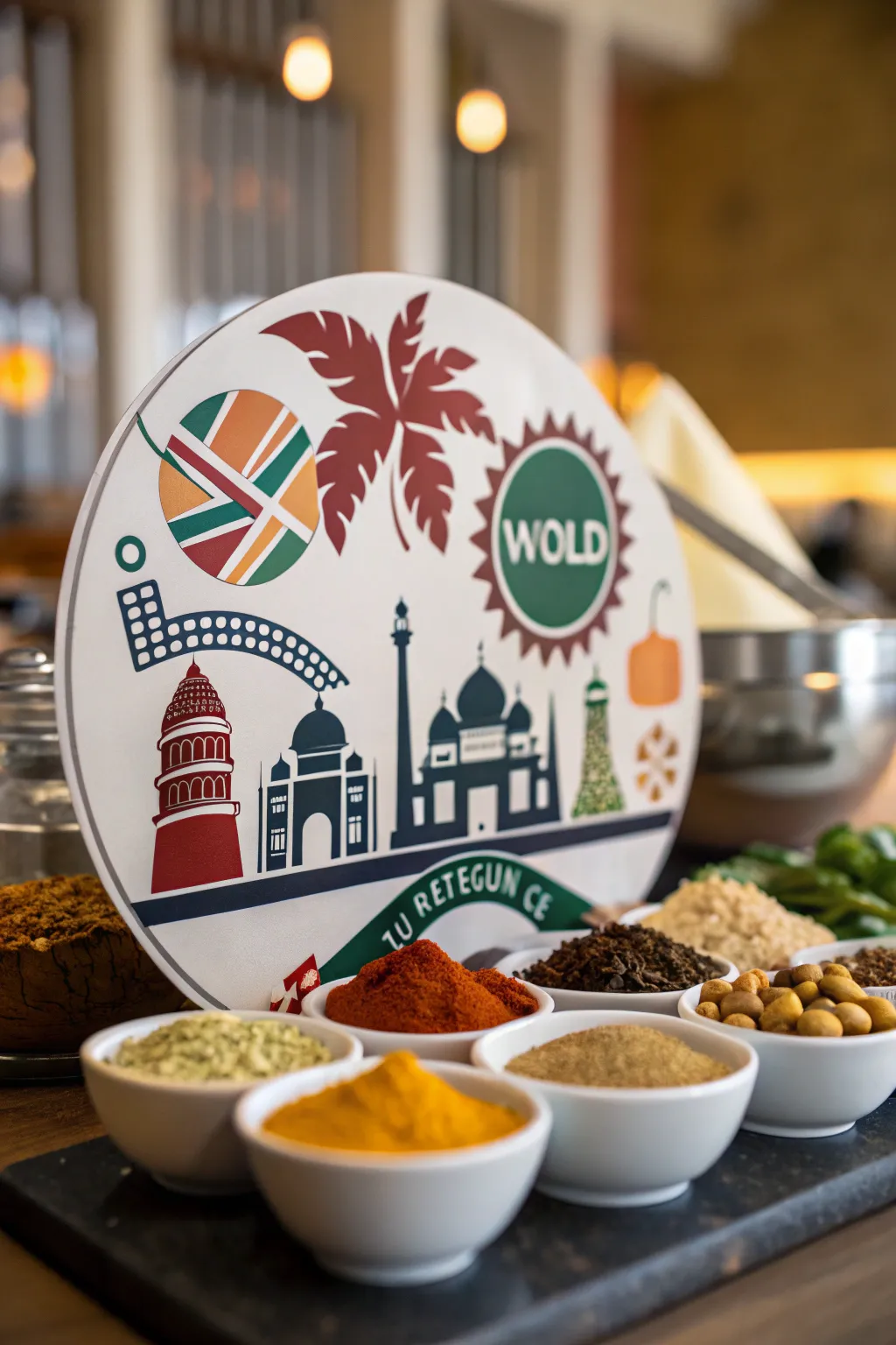 Culturally-inspired logos celebrate global culinary traditions.