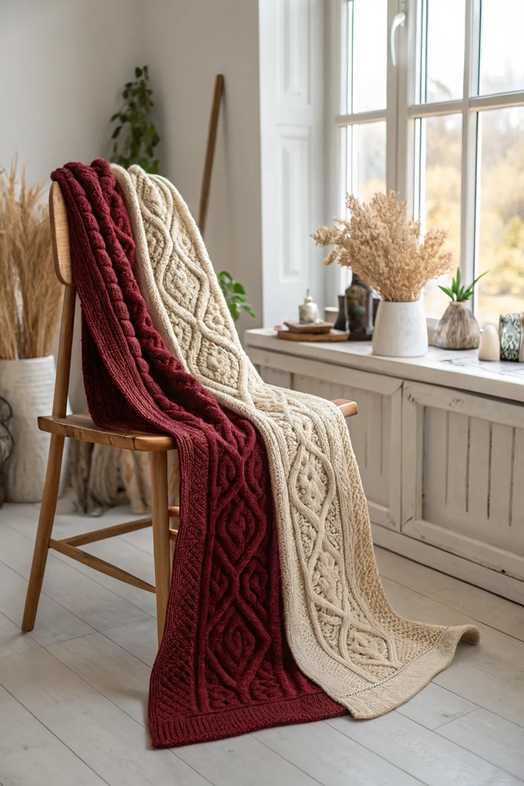 Elevate your style with a double-sided knit scarf, where versatility meets elegance.