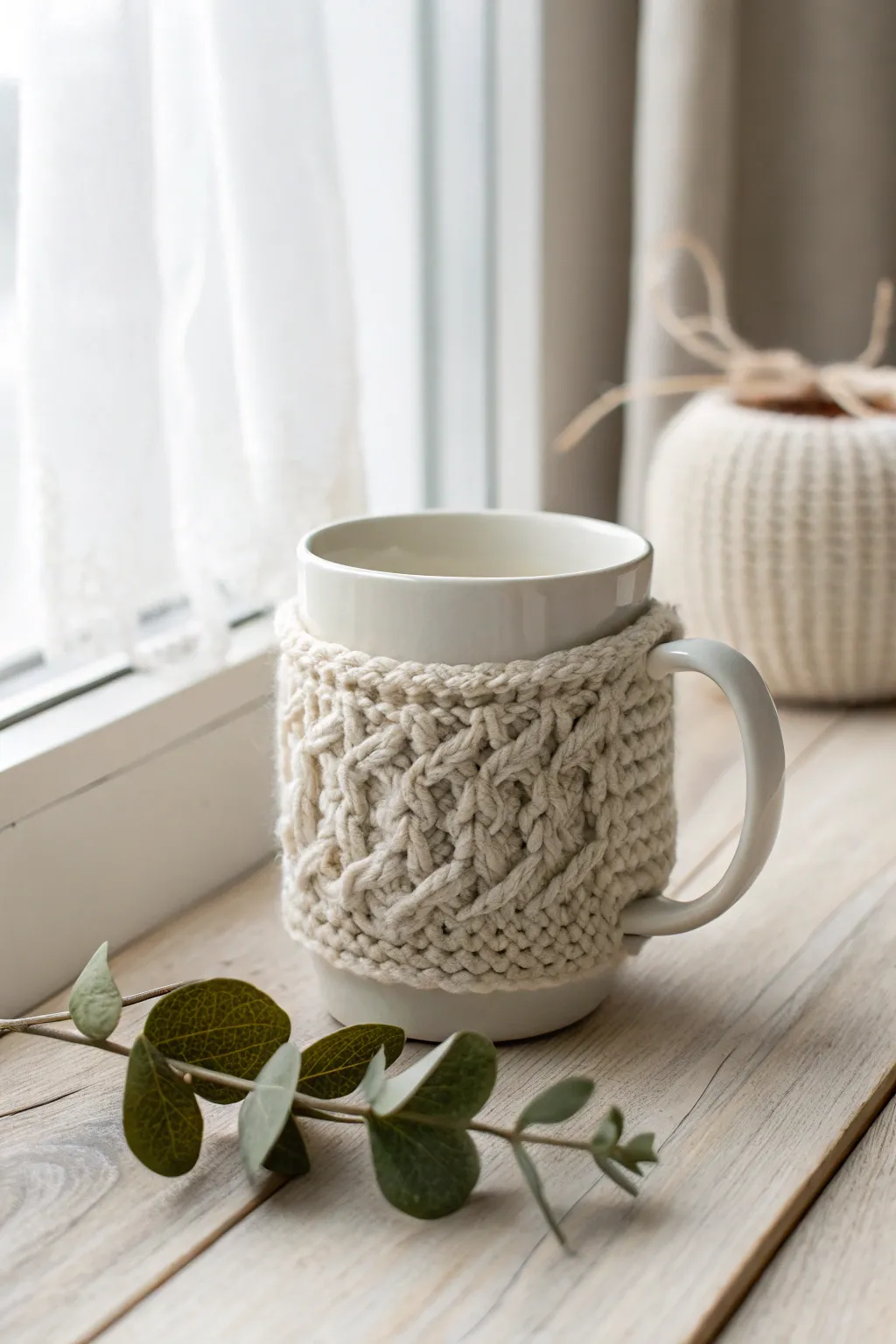 Elevate your coffee moments with a charming handmade mug cozy. Perfect for gifting and using up leftover yarn!