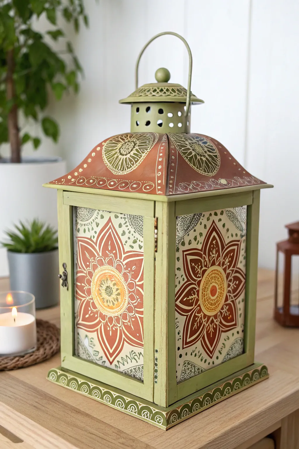 Illuminate your space with boho charm: A lantern that whispers stories of wanderlust and artistry.