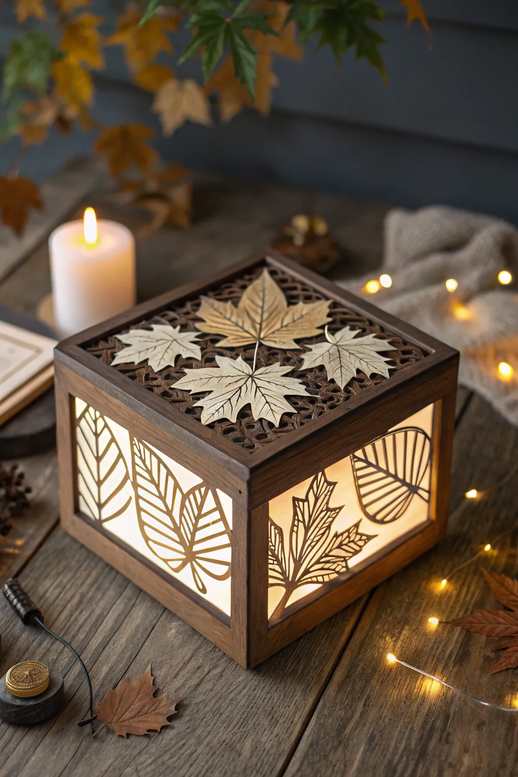 Embrace the season with a handcrafted laser-cut box that brings the beauty of autumn indoors.