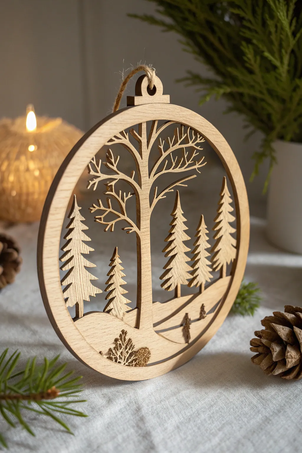 Bring the tranquility of the forest into your home with this exquisite laser cut ornament.