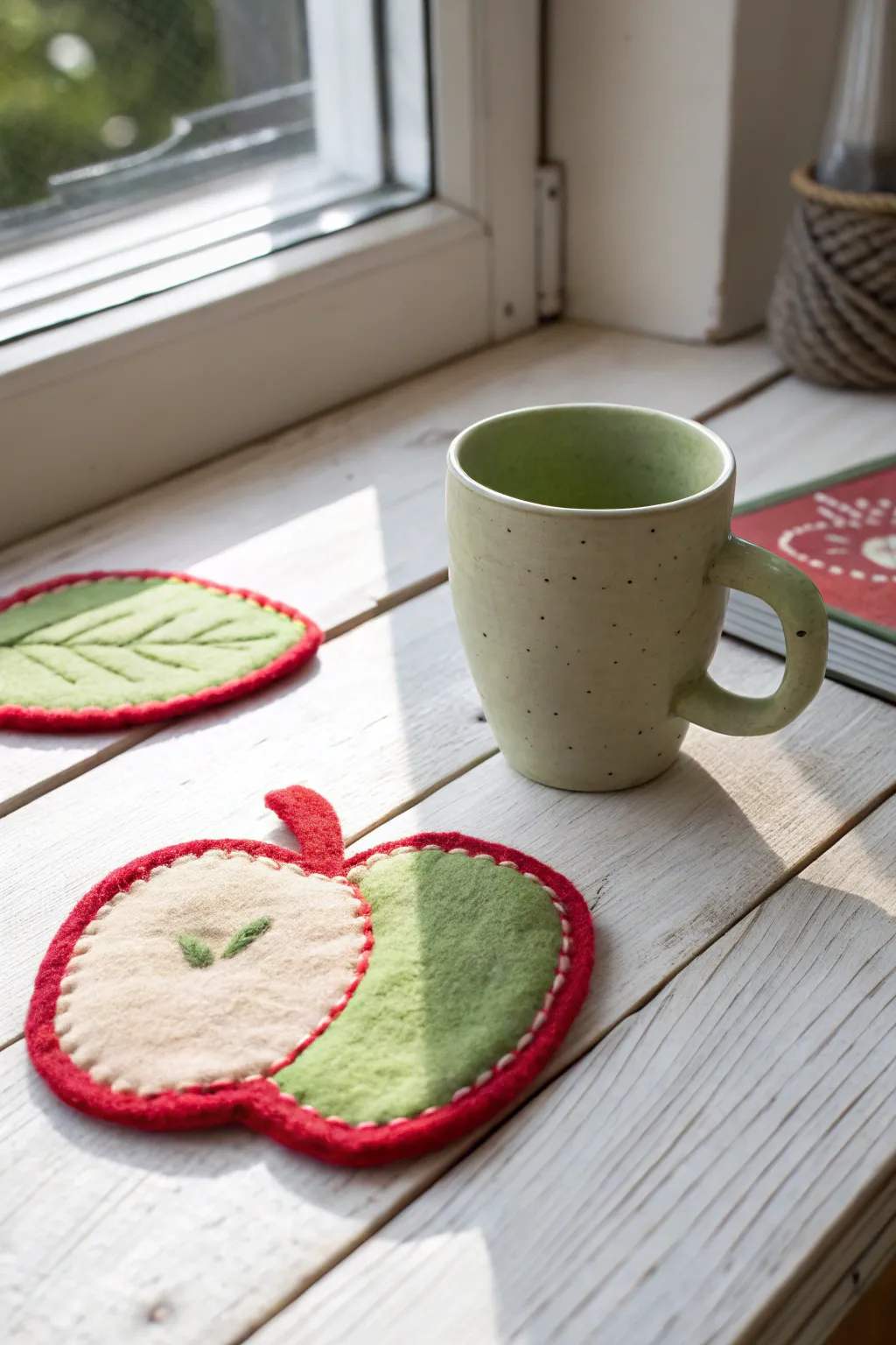 Crafted with love: A charming felt apple coaster to delight any teacher. 🍎✨ #DIYGifts #TeacherAppreciation