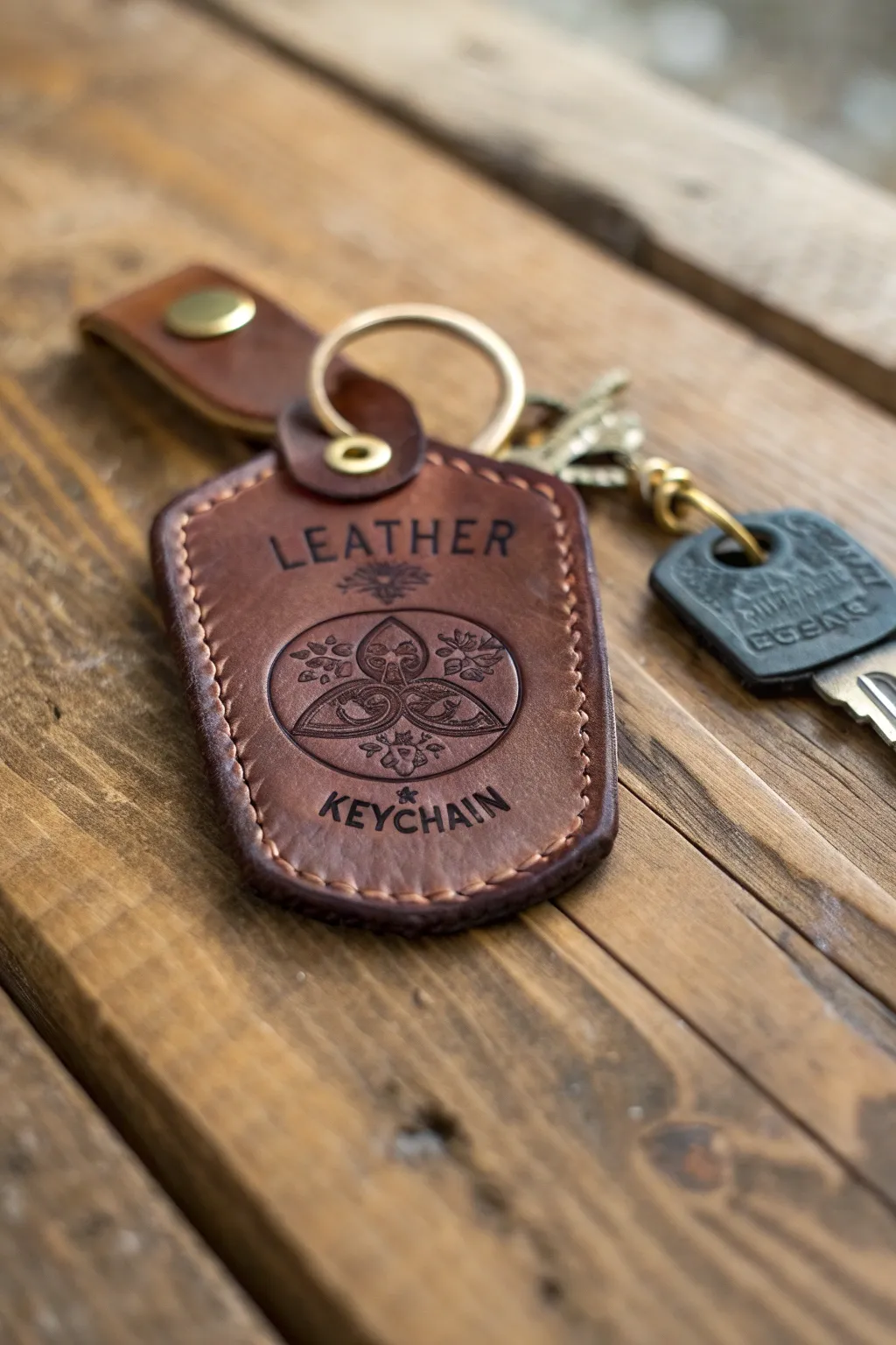 Craft your story with every stamped detail on this bespoke leather keychain.