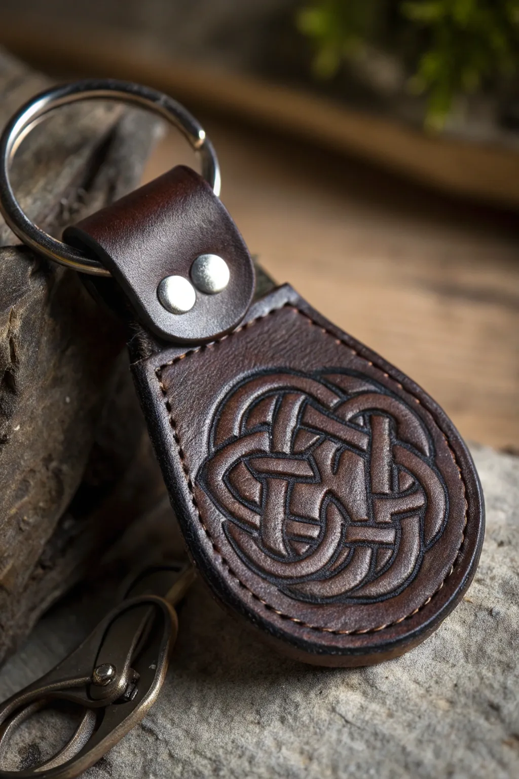 Embrace your heritage with a touch of craftsmanship: Celtic knot leather artistry.