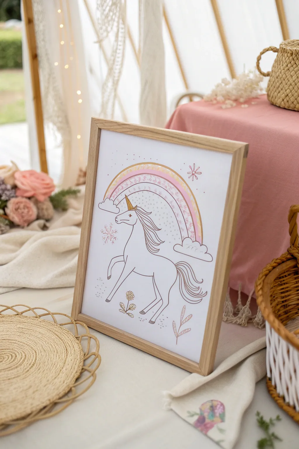 Capture the magic with this enchanting unicorn line drawing, perfect for adding a touch of whimsy to any space.