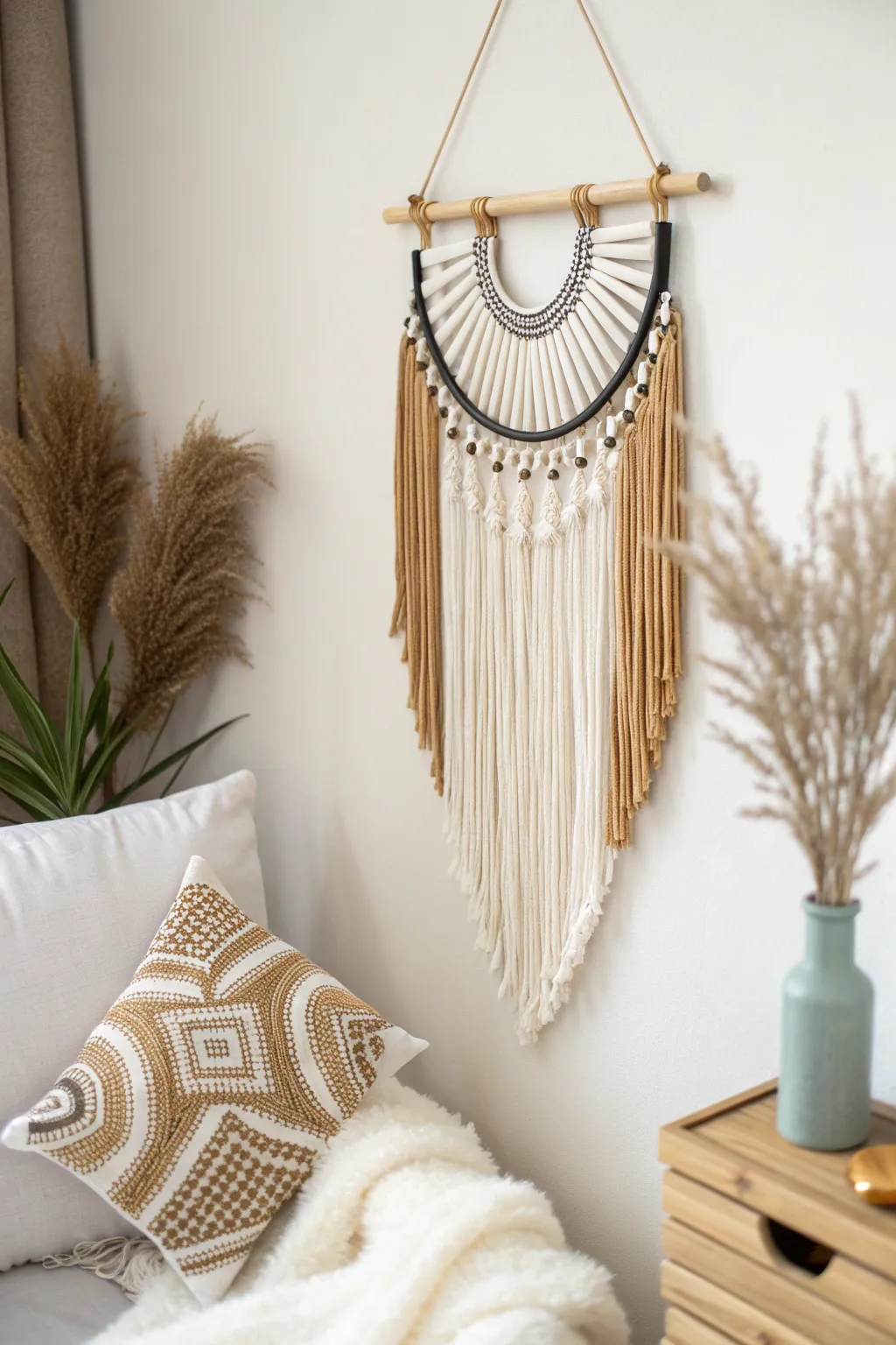 Elevate your living room with this stunning mixed media wall art, where simplicity meets bold creativity.