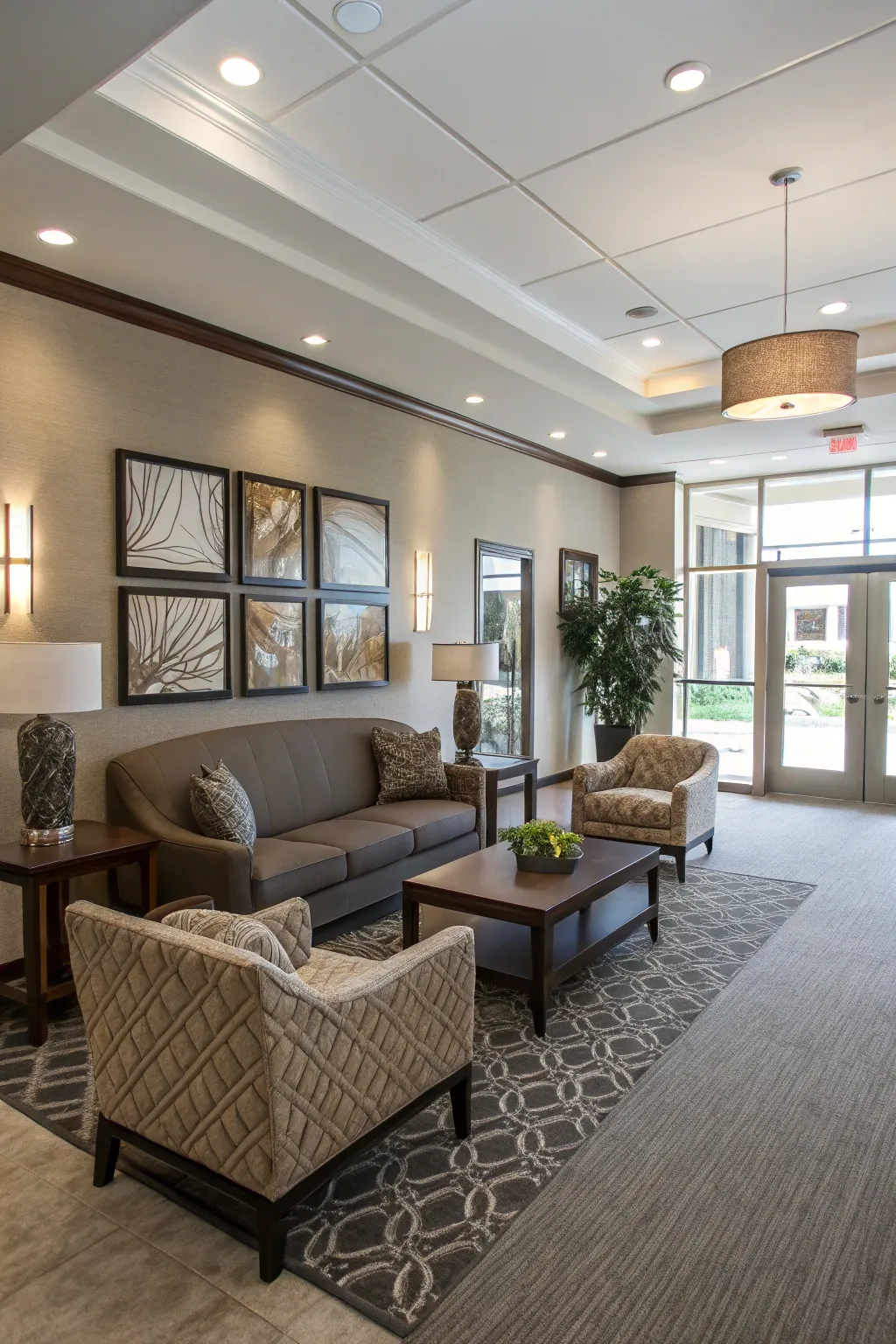 A functional layout for a welcoming lobby.