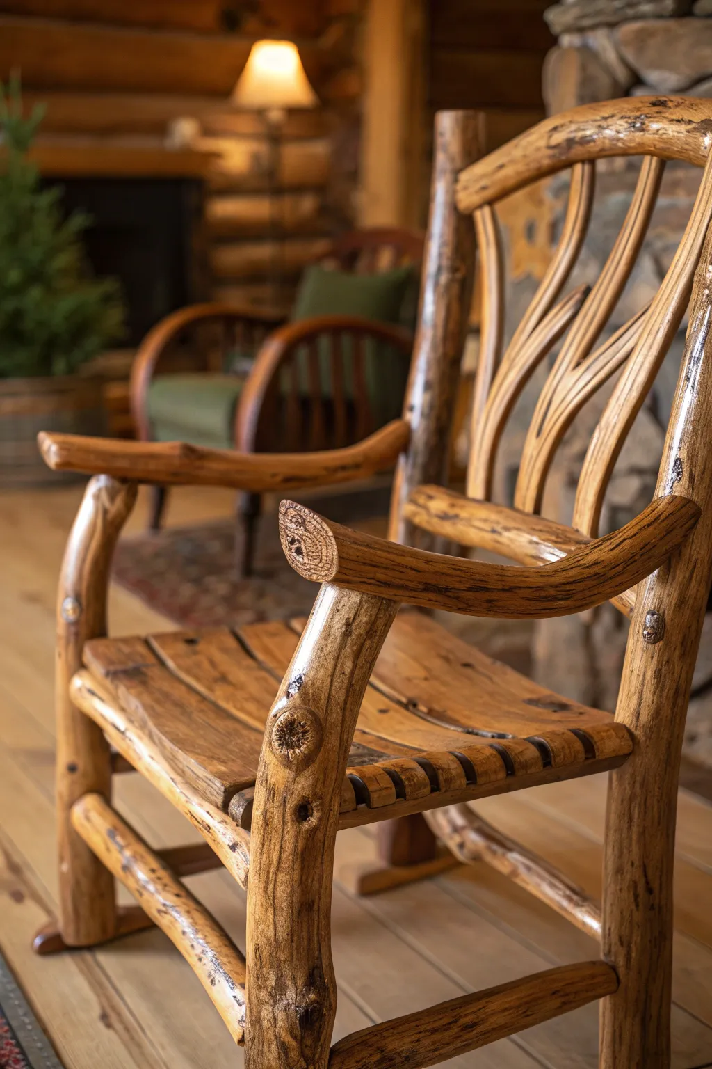 Embrace nature's artistry with this handcrafted twisted log armchair, where every curve tells a story.