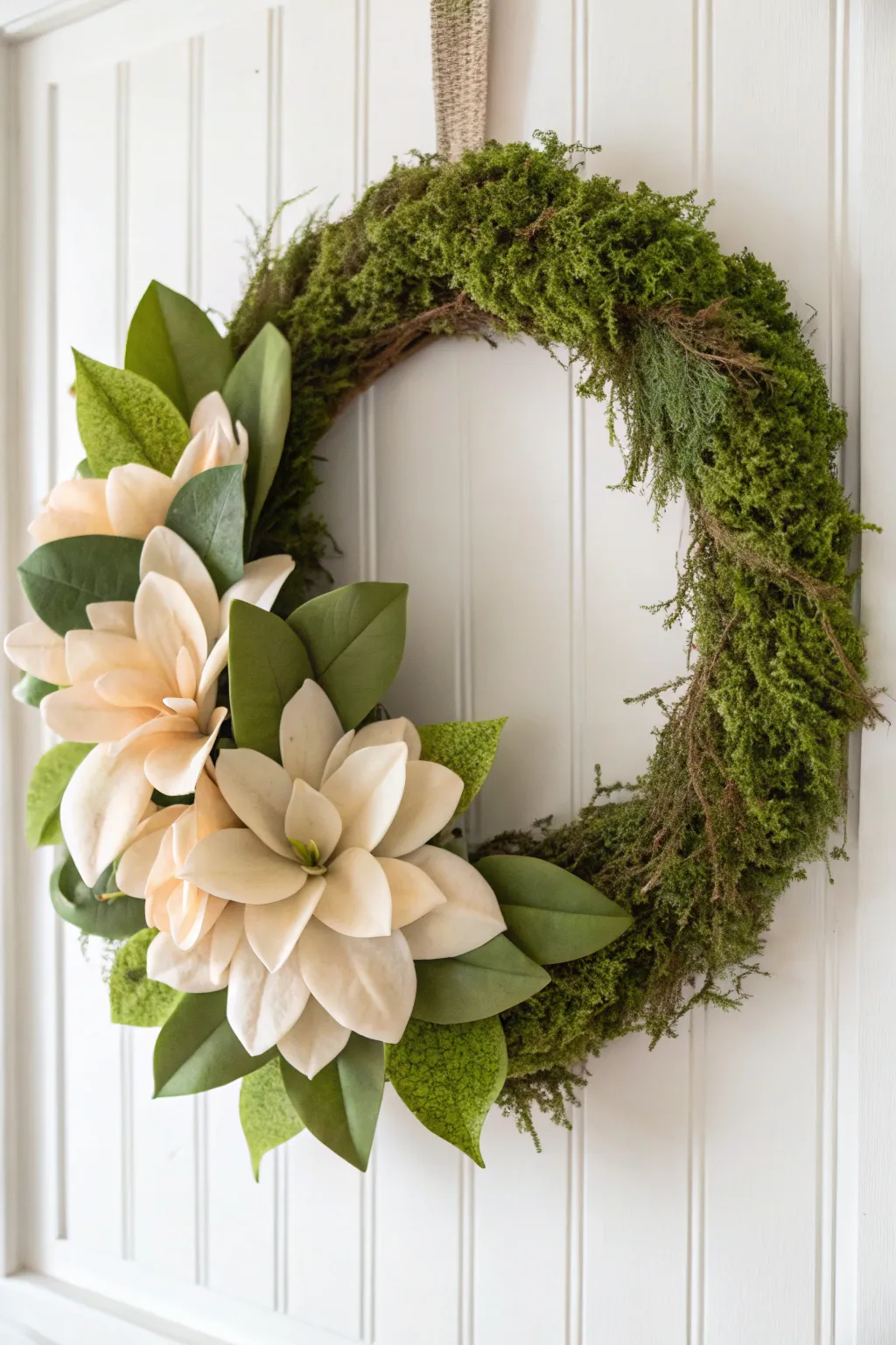 Embrace nature's harmony with this Magnolia and Moss Wreath, where simplicity meets bohemian charm.