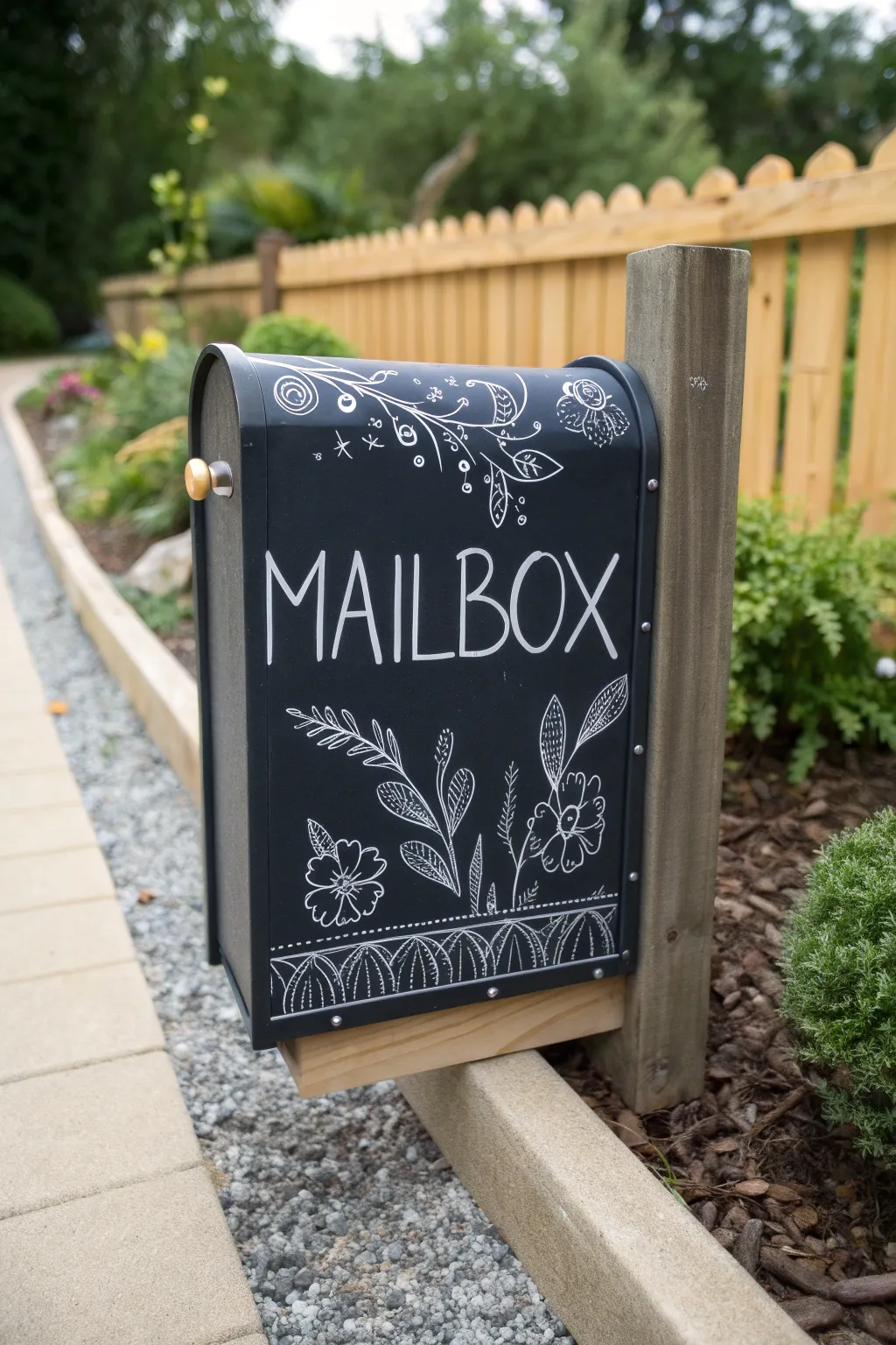 Transform your mailbox with a charming chalkboard finish for seasonal creativity and rustic allure.