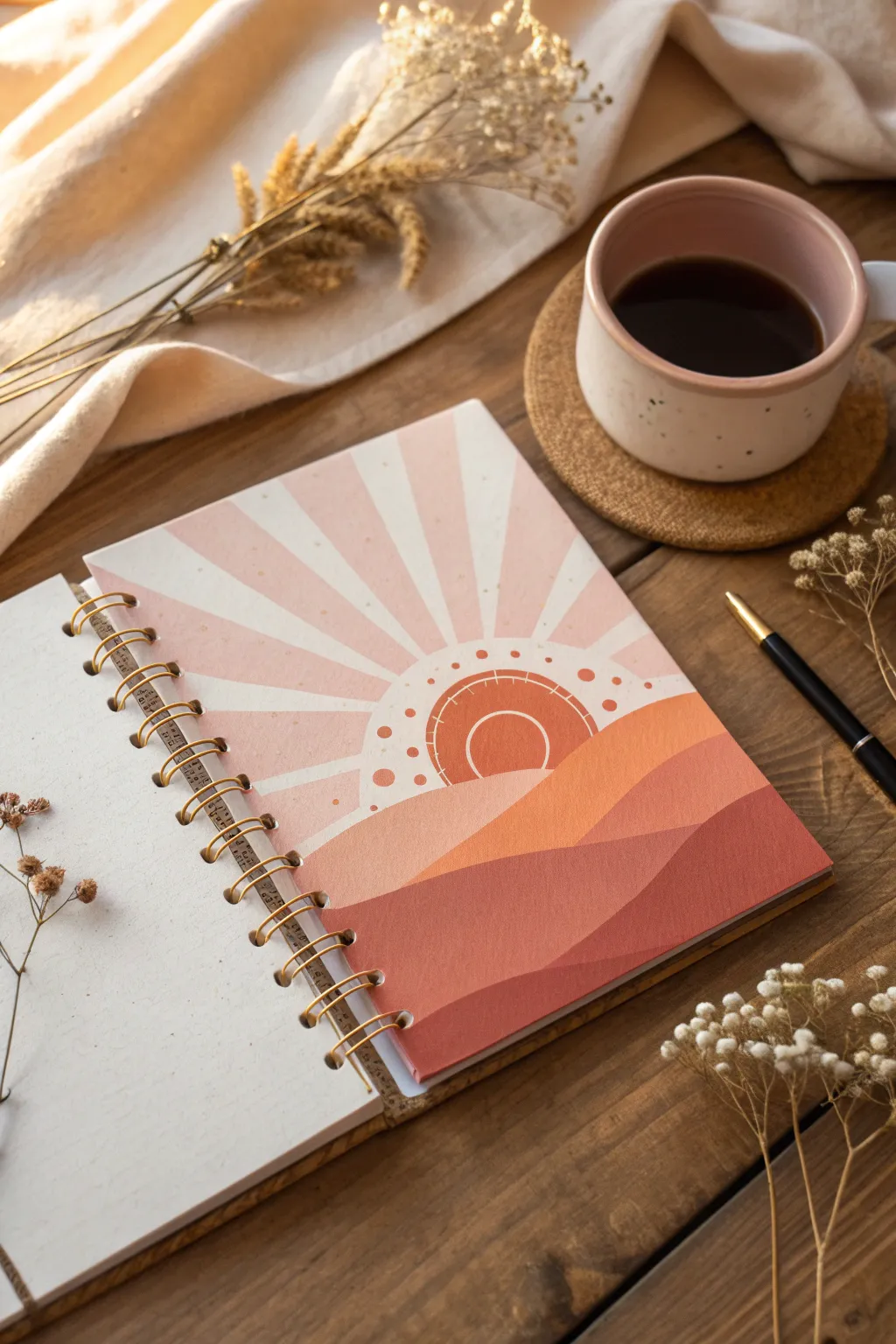 Embrace the new beginnings of March with a serene sunrise scene on your bullet journal cover. #BulletJournal #SunriseInspiration