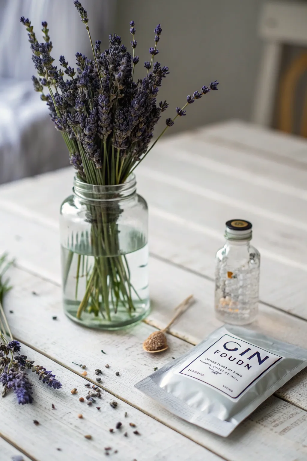 Elevate your gifting with the serene charm of a Lavender Gin Fizz in a minimalist mason jar.