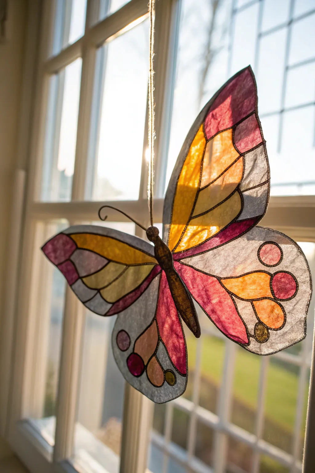 Dance of Colors: Sunlight brings this wax paper butterfly to life, a testament to minimalist artistry.