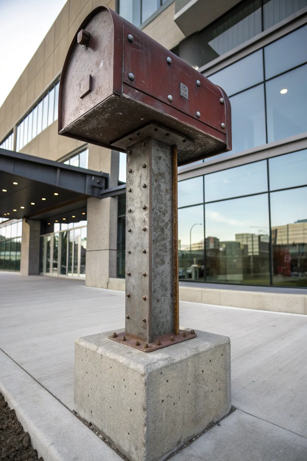 Embrace the industrial chic with a bold mailbox post that stands the test of time.