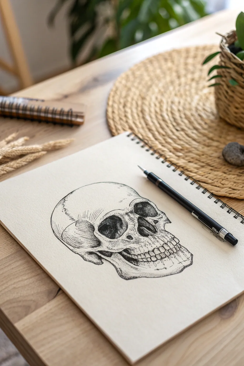 Discover the art of contrast with this macabre yet delicate micron pen sketch. Perfect for those who appreciate the beauty in the bold and the subtle.