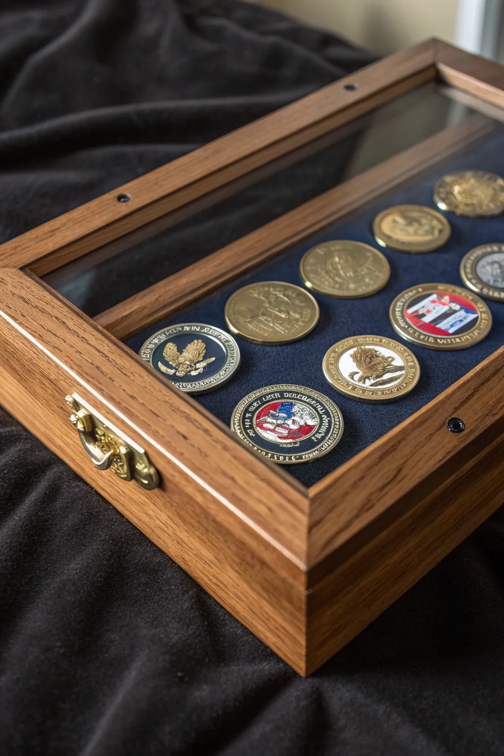 Showcase your journey and honor your missions with a bespoke challenge coin display.