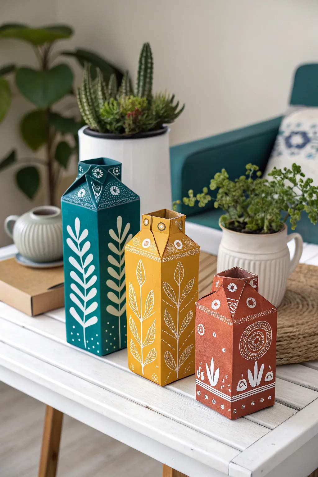 Transform ordinary milk cartons into extraordinary DIY crafts that bring a touch of Scandinavian serenity and Boho charm to your home!